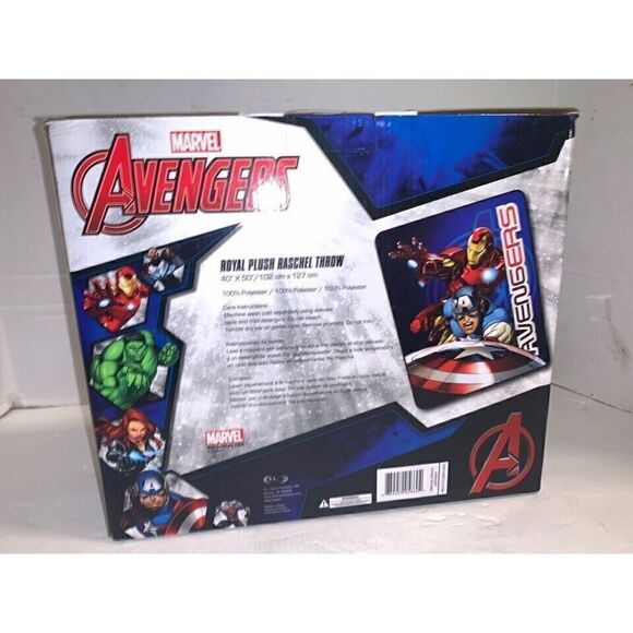 Marvel Avengers Spider-Man Iron Man Royal Plush Raschel Throw Blanket 40x50 NEW - Picture 2 of 2